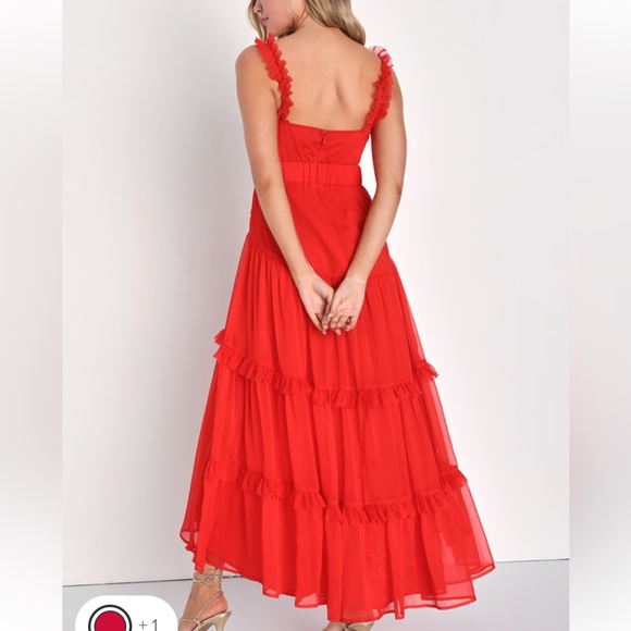 Lulu's Red Ruffled Maxi Dress - Picture 2 of 4